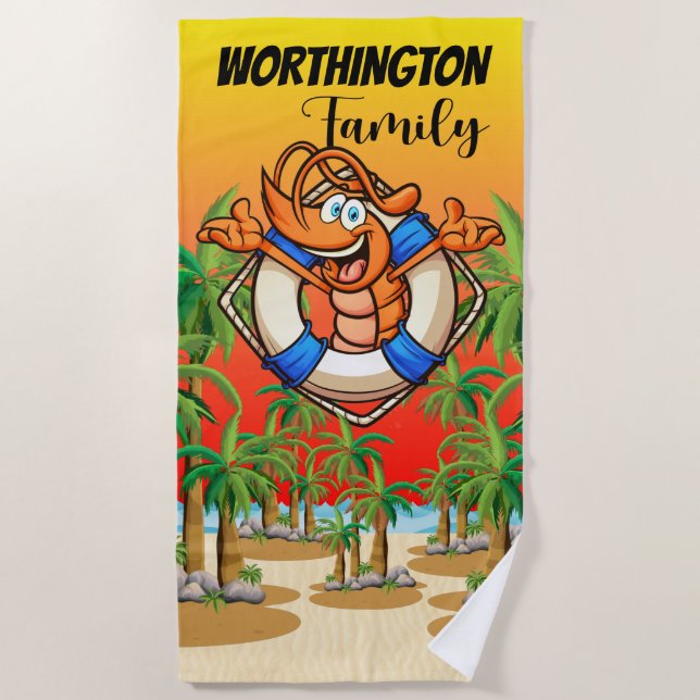 Funny Shrimp Beach Towel (Front)