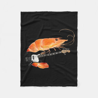 Funny Shrimp Playing Guitar Meme Music Lover Gift Fleece Blanket