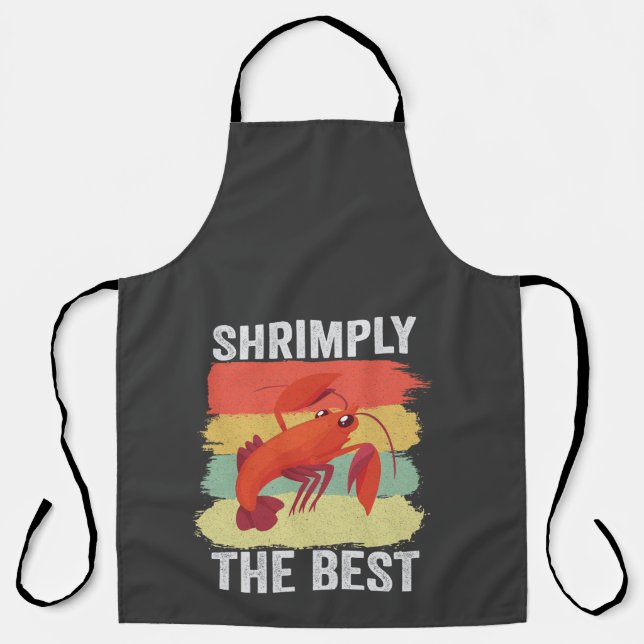 Funny Shrimp Shellfish Keep it Shrimple Fishing Apron (Front)