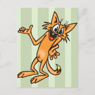 Funny Shrugging Cartoon Cat Postcard