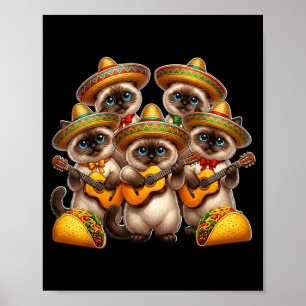 Funny Siamese Cat Cinco De Mayo Cats Poster