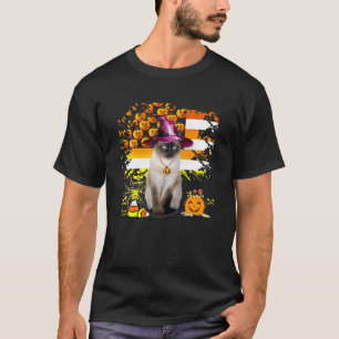 Funny Siamese Cat Halloween Costume Gift Flag Amer T-Shirt