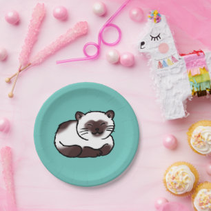 funny siamese cat paper plate