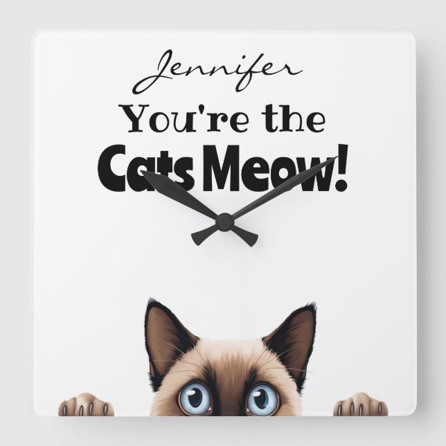 Funny Siamese Cat Wall Clock (Front)