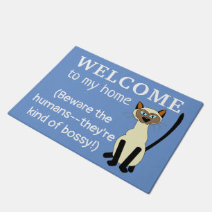 Funny Siamese Cat Welcome Doormat Custom Colour