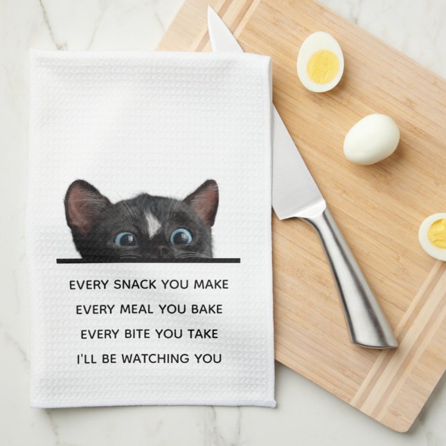 Funny Siamese Peaking Kitty Cat Kitchen Towels (Creator Uploaded)