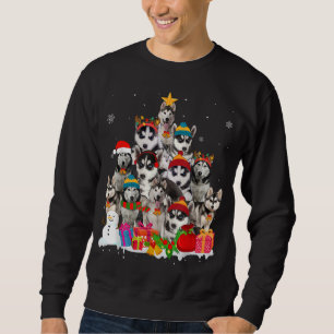 Funny Siberian Husky Christmas Tree Pet Dog Lover Sweatshirt