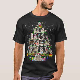 Funny Siberian Husky Christmas Tree Xmas Dog Dad M T-Shirt