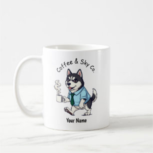 Funny Siberian Husky Dog Business Suit Coffee Mug