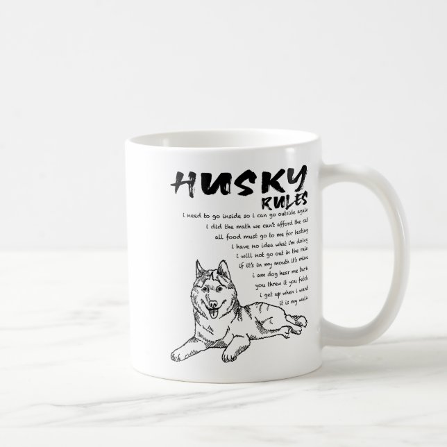 Funny Siberian Husky Dog Hand Drawn Art Men Women  Coffee Mug (Right)