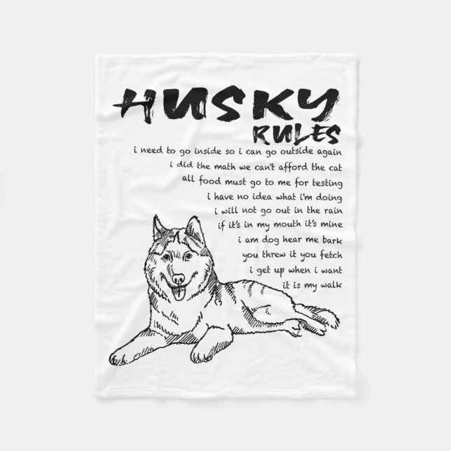 Funny Siberian Husky Dog Hand Drawn Art Men Women  Fleece Blanket (Front)