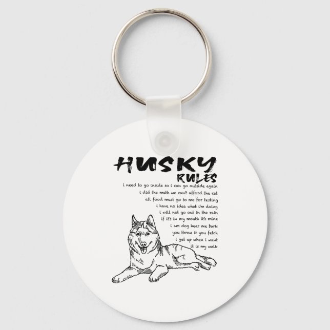 Funny Siberian Husky Dog Hand Drawn Art Men Women  Key Ring (Front)