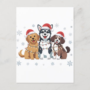 Funny Siberian Husky Dog Lover Christmas Tree   Announcement Postcard
