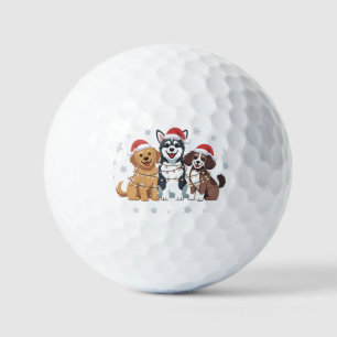 Funny Siberian Husky Dog Lover Christmas Tree Golf Balls
