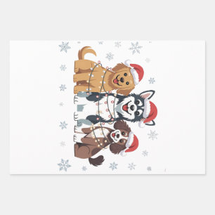 Funny Siberian Husky Dog Lover Christmas Tree   Wrapping Paper Sheet