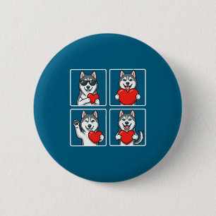 Funny Siberian Husky Photobooth Dog Lover Valentin 6 Cm Round Badge
