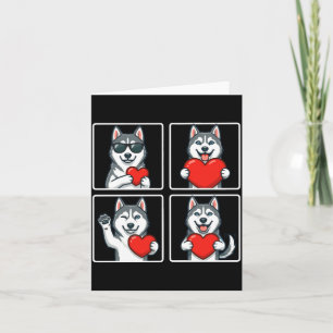 Funny Siberian Husky Photobooth Dog Lover Valentin Card
