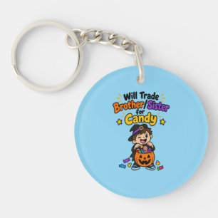 Funny Sibling Halloween Will Trade Brother Sister  Key Ring