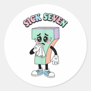 Funny Sick Seven 67 Kawaii Six Seven Cute For Kids Classic Round Sticker
