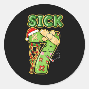 Funny Sick Seven Meme 67 Six Seven Santa Hat Chris Classic Round Sticker