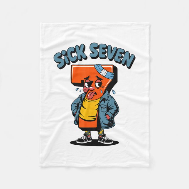 Funny Sick Seven Meme Six Seven Wordplay Halloween Fleece Blanket (Front)