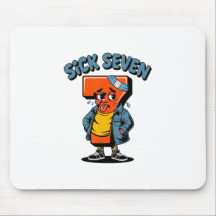 Funny Sick Seven Meme Six Seven Wordplay Halloween Mouse Pad