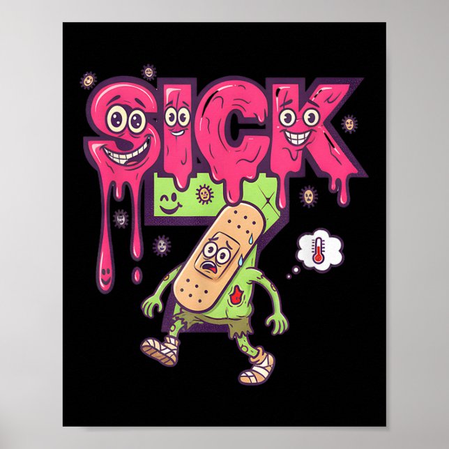 Funny Sick Seven Meme Tee Six Seven Fun Wordplay D Poster (Front)