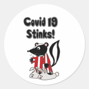 Funny Sick Skunk Covid 19 Stinks Classic Round Sticker