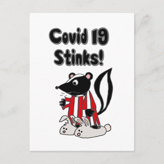 Funny Sick Skunk Covid 19 Stinks Postcard (Front)