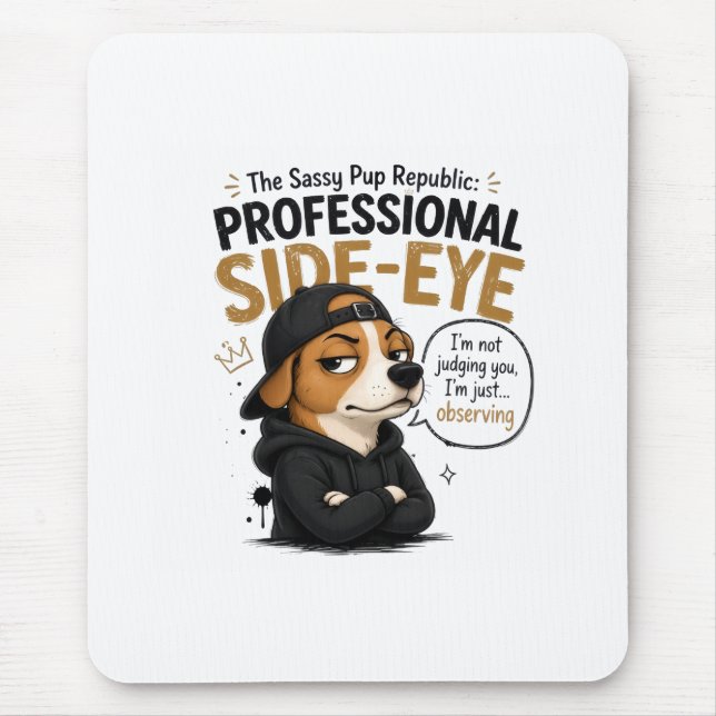 Funny Side-Eye Dog - "I'm Not Judging You" Mouse Pad (Front)