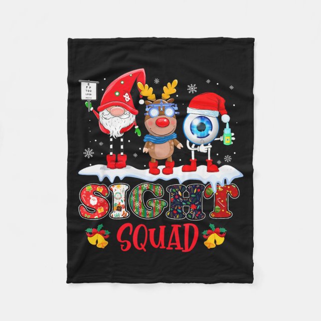Funny Sight Squad Gnome Reindeer Santa Christmas O Fleece Blanket (Front)