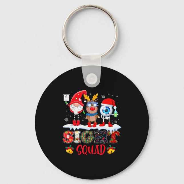 Funny Sight Squad Gnome Reindeer Santa Christmas O Key Ring (Front)