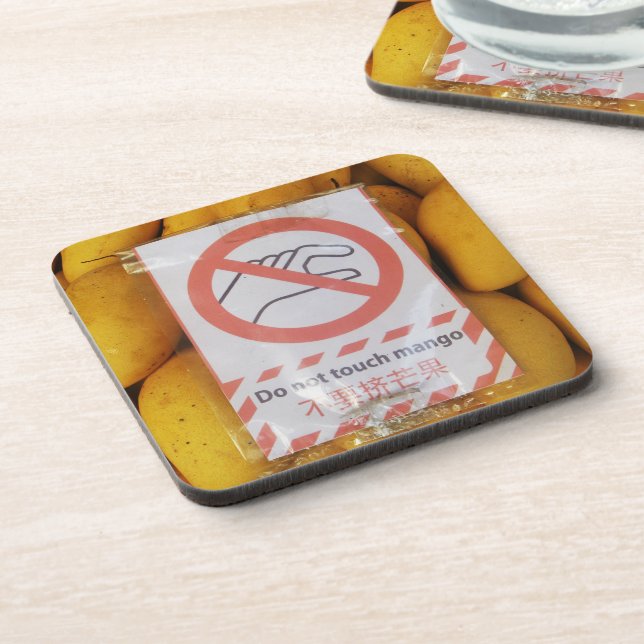 Funny Sign 'Do not touch mango' Coaster (Left Side)