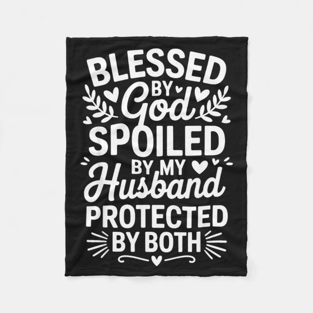 Funny Siled Wife Art For Women Girls Mpy Old Husba Fleece Blanket (Front)