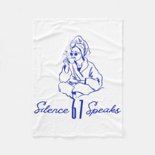 Funny Silence Speaks 67 Minimal Line Art Coffee Ca Fleece Blanket
