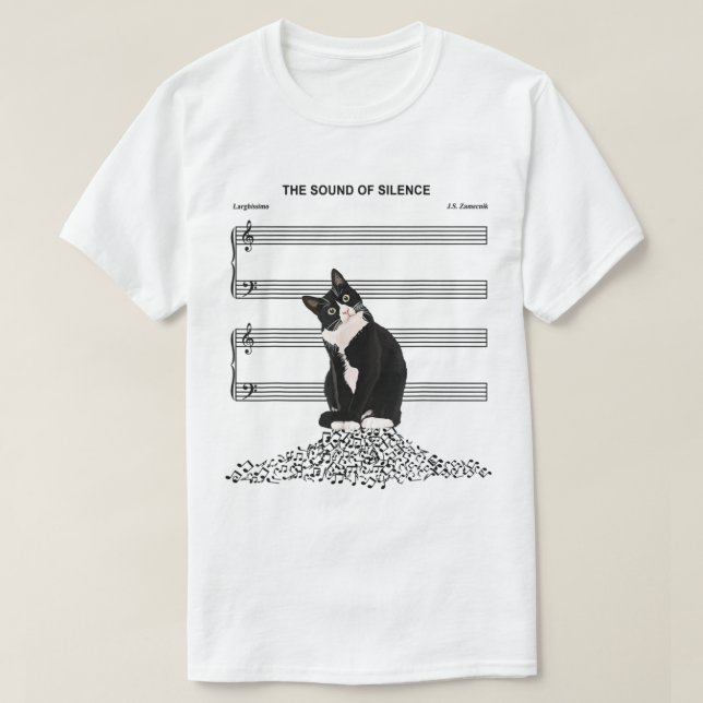 Funny Silent Cat Music Parody Design T-Shirt (Design Front)
