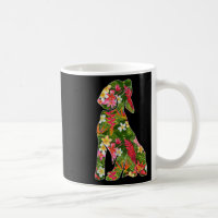 Funny Silhouette Of Beagle Dog Hawaiian Floral Sum