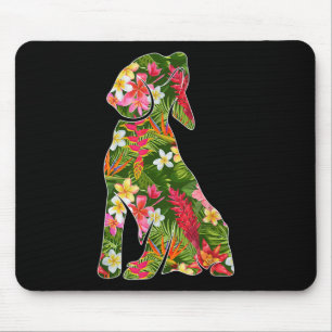 Funny Silhouette Of Beagle Dog Hawaiian Floral Sum Mouse Pad