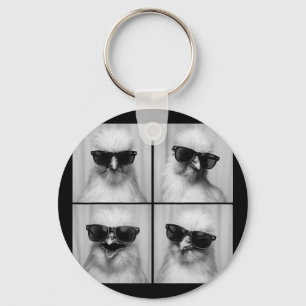 Funny Silkie Chicken Lover Cute Farm Animal Photo Key Ring
