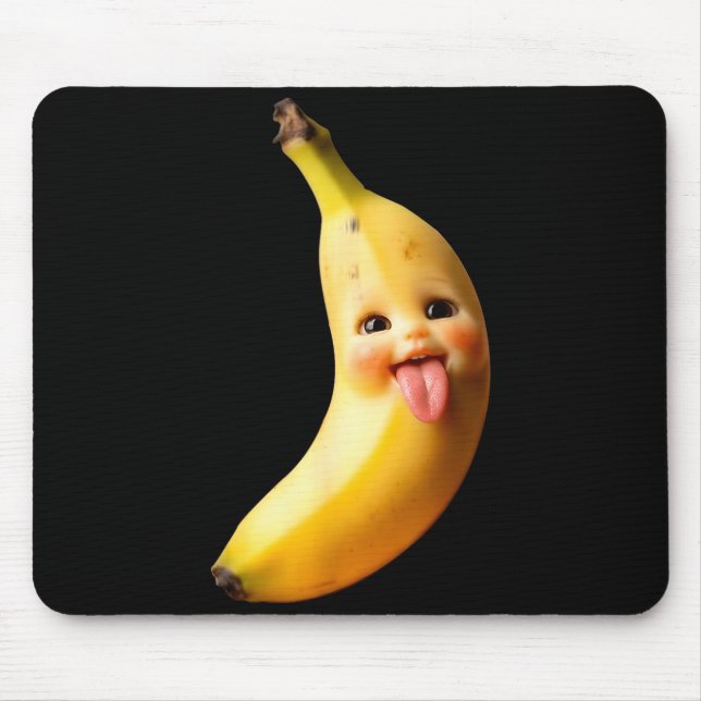Funny Silly Ai Banana Gen Z Meme Brainrot Humor To Mouse Pad (Front)