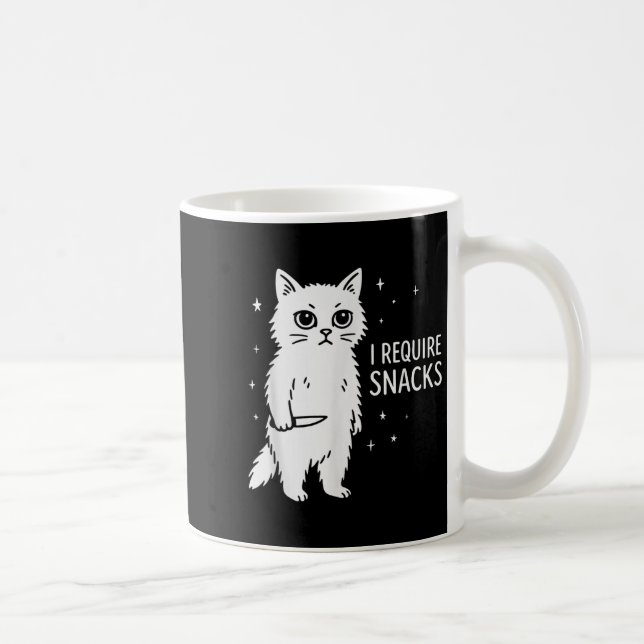 Funny Silly Cat I Require Snacks  Coffee Mug (Right)