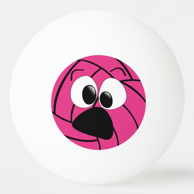 Funny Silly Face Pink Volleyball Ping Pong Ball (Front)
