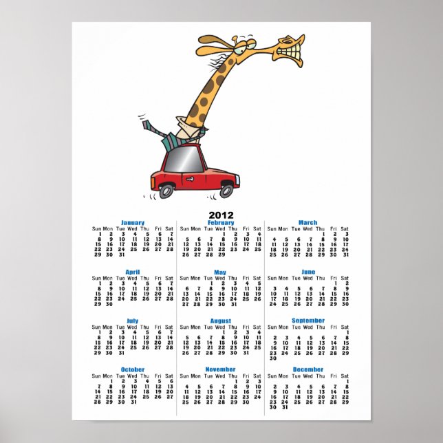 funny silly giraffe in a car commuting poster (Front)