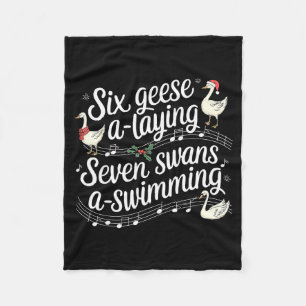Funny Silly Goose 6 Geese Laying 7 Swans Swimming Fleece Blanket