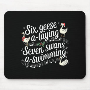 Funny Silly Goose 6 Geese Laying 7 Swans Swimming  Mouse Pad