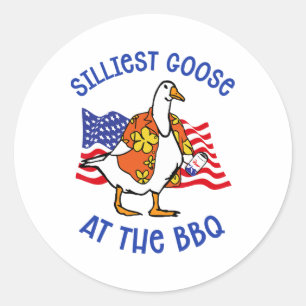 Funny Silly Goose At The Bbq Animal Goose 4th Of J Classic Round Sticker