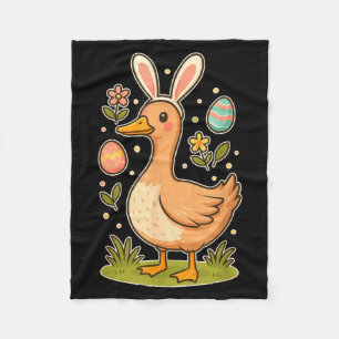 Funny Silly Goose Bunny Rabbit Eggs Happy Easter Fleece Blanket