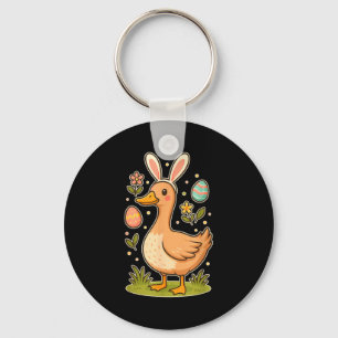 Funny Silly Goose Bunny Rabbit Eggs Happy Easter Key Ring