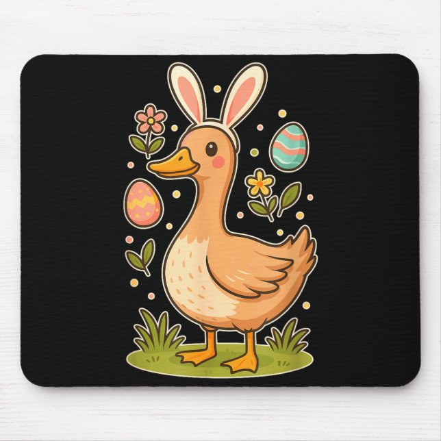 Funny Silly Goose Bunny Rabbit Eggs Happy Easter  Mouse Pad (Front)