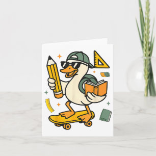 Funny Silly Goose Cute Duck Back To School Teacher Card